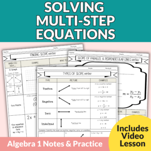 Solving Multi Step Equations Notes and Worksheets with Error Analysis Algebra 1