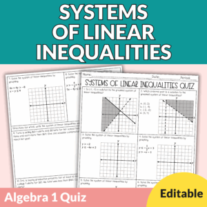 Systems of Linear Inequalities Quiz – Graphing, Solutions & Word Problems