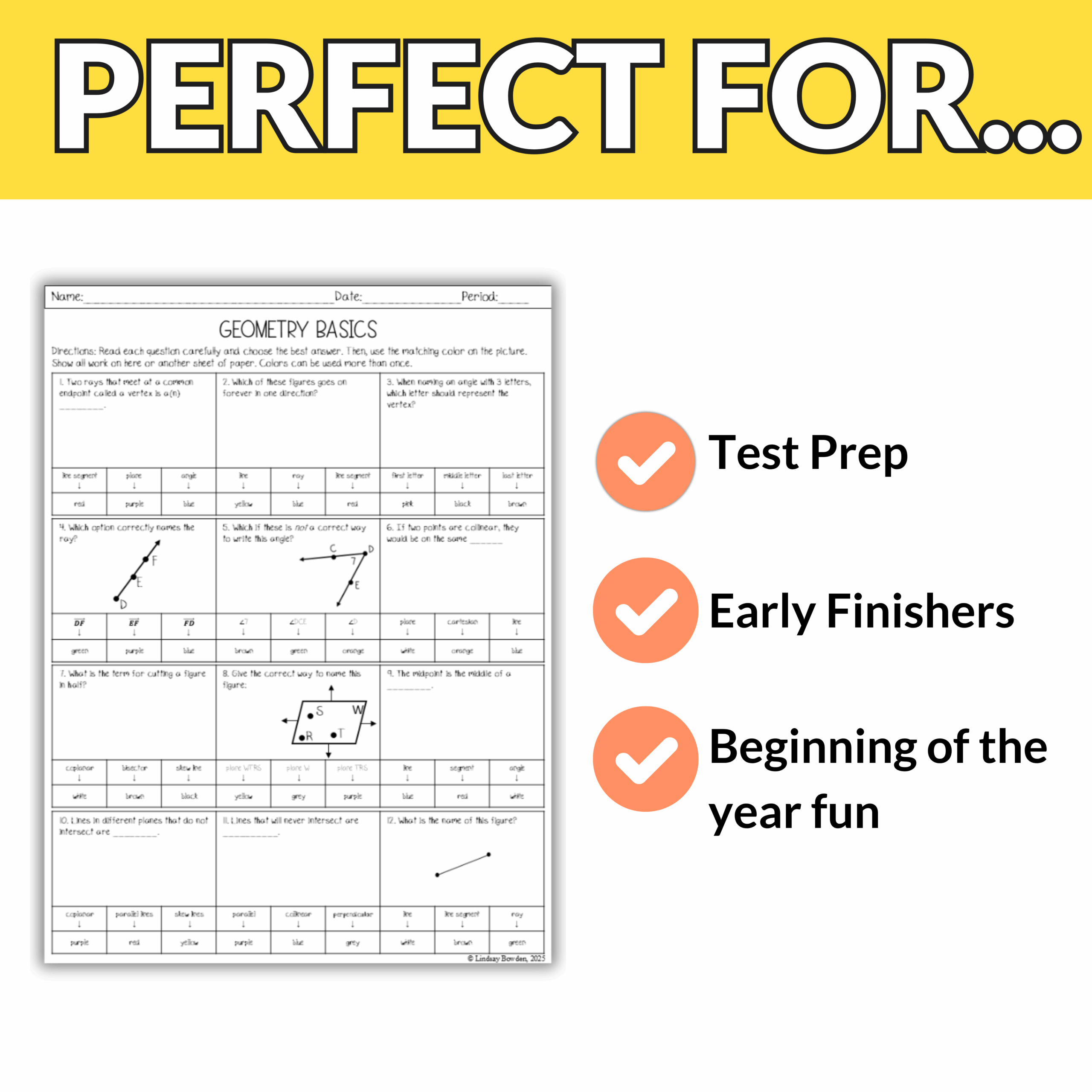 Intro to Basic Geometry Terms and Vocab Winter Activity | High School 9th-11th - Image 4