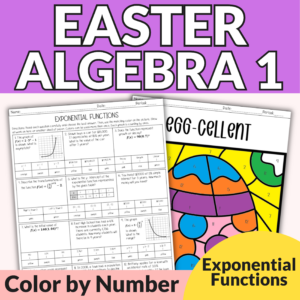 Easter Exponential Functions Color by Number Activity Algebra 1
