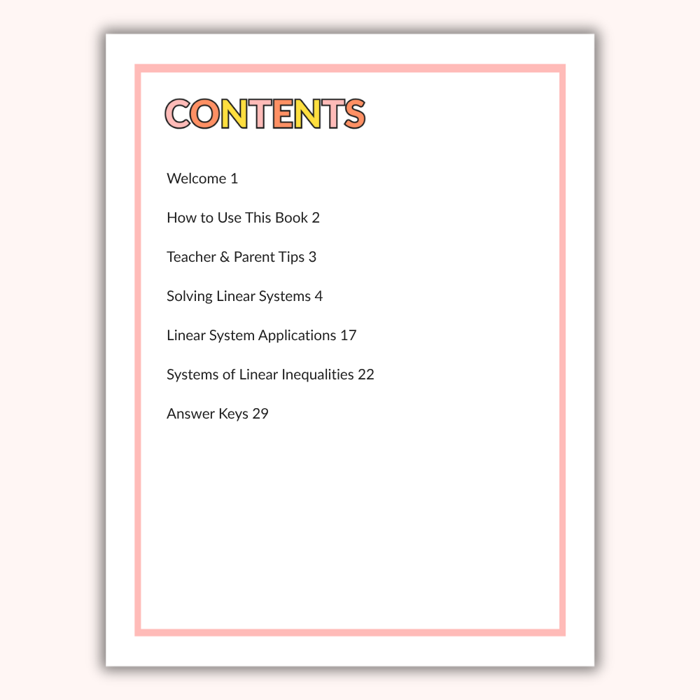 Systems of Linear Equations & Inequalities Workbook for Algebra 1 - Image 2