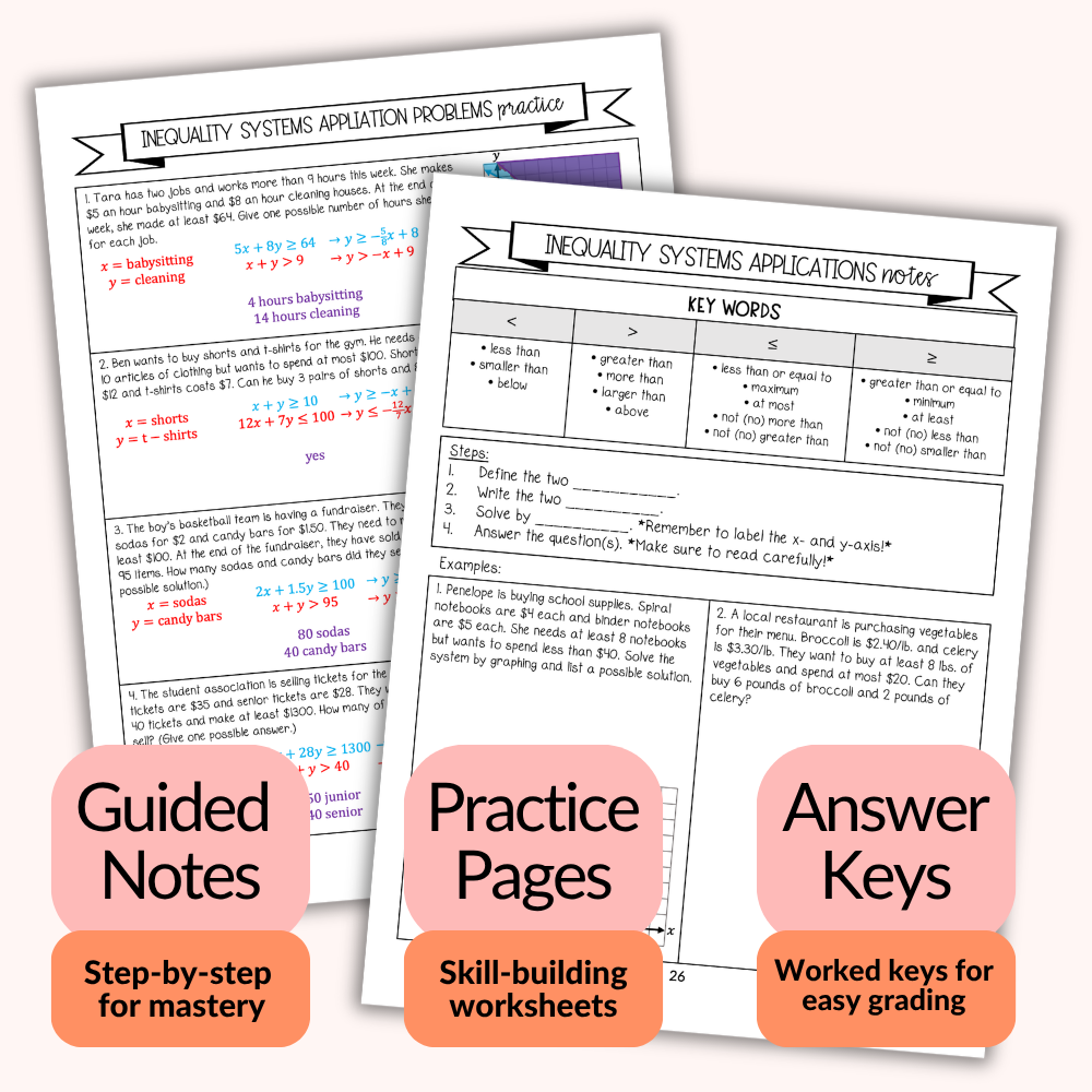 Systems of Linear Equations & Inequalities Workbook for Algebra 1 - Image 3